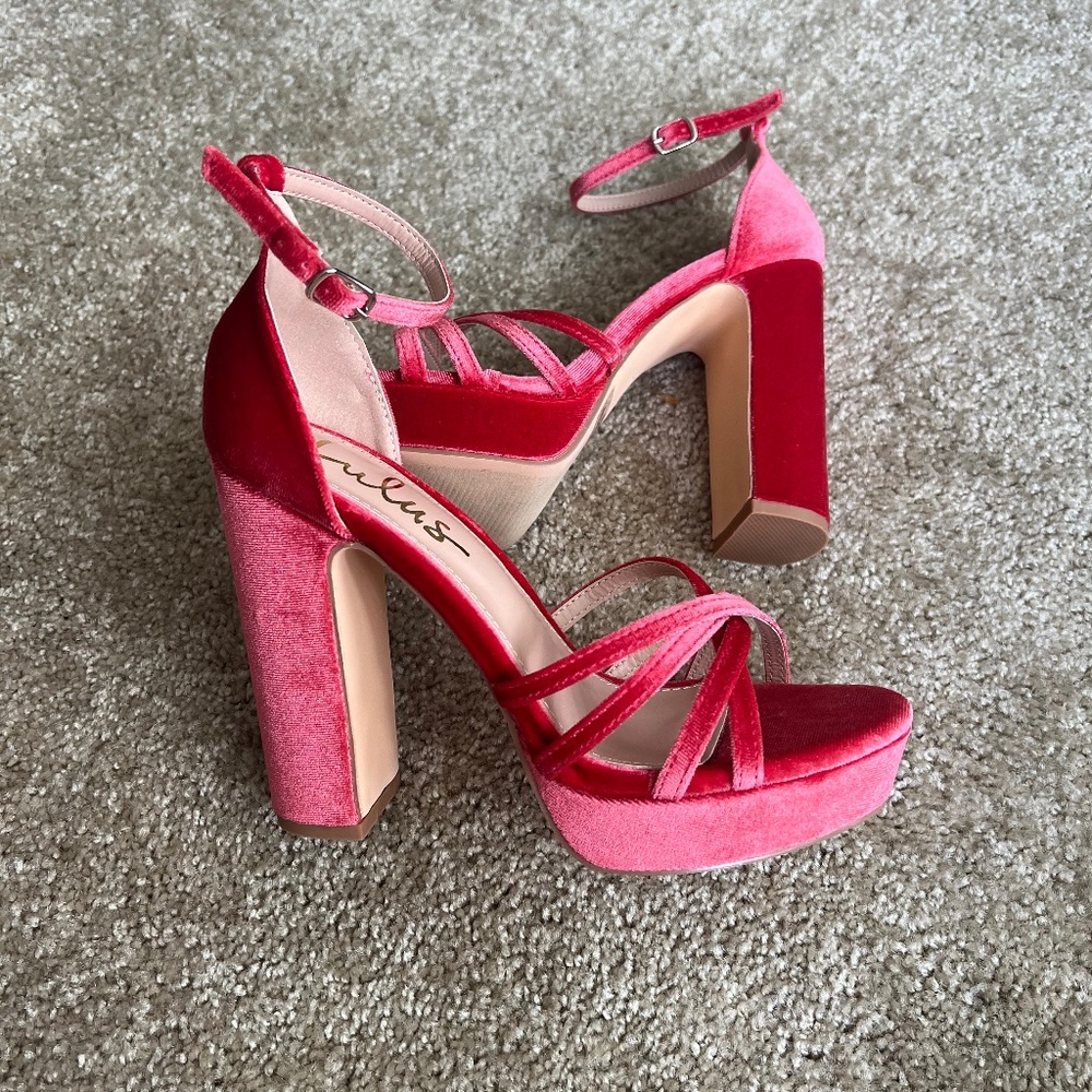 Yannie Rose Velvet Strappy Platform High Heel Sandals